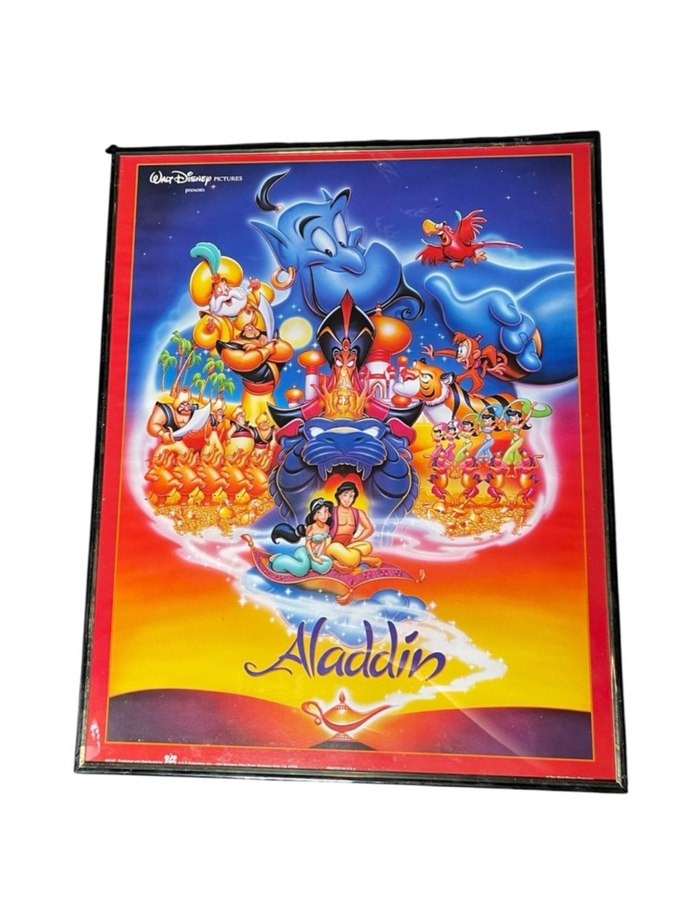 Vintage 1992 Disney Aladdin Framed Movie Poster Print 16x20 Wall Art Decor